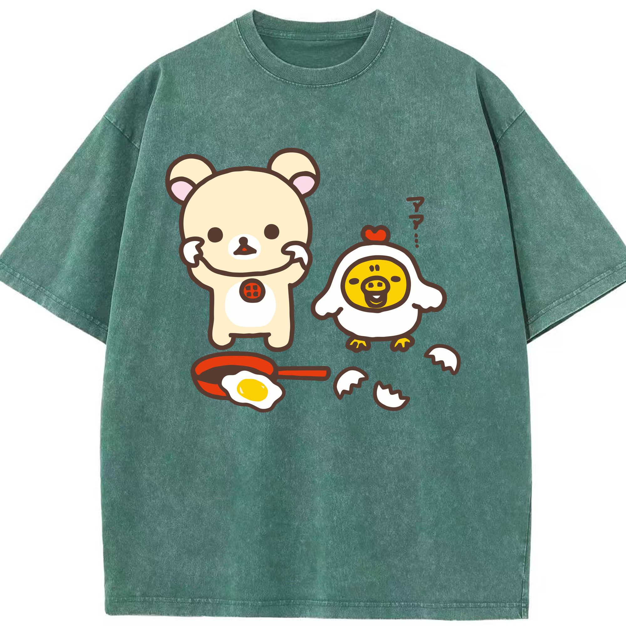 （画像用） リラックマ リラックマ キイロイトリ Rilakkuma Korilakkuma Kiiroitori 綿100% ヴィンテージ風 半袖Tシャツ（フロントプリント）